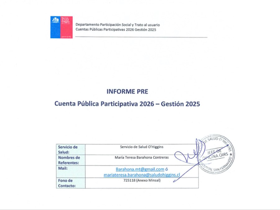 Pre-Informe Cuenta Pública gestión 2025 Hospital de San Fernando
