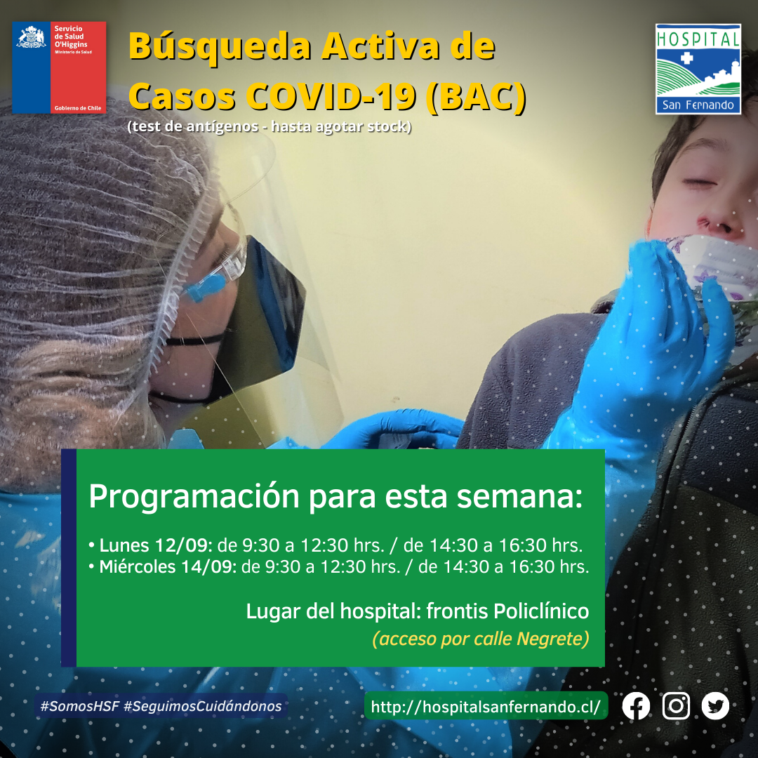 Programación «Búsqueda Activa de Casos COVID-19» en nuestro Hospital San Fernando